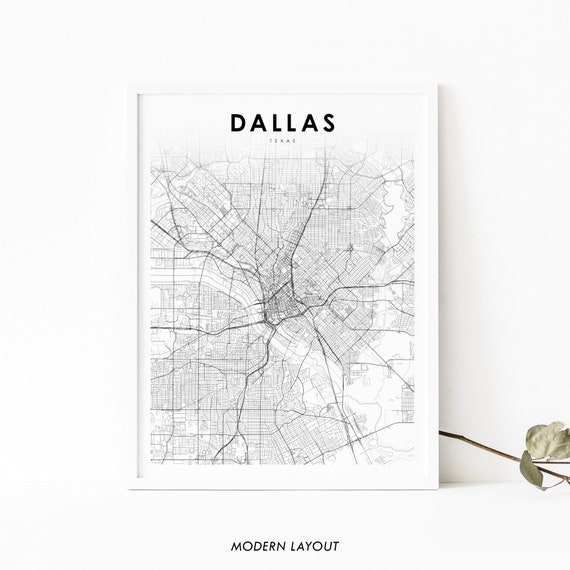 Dallas TX Map Art Print, Texas Nursery Decor