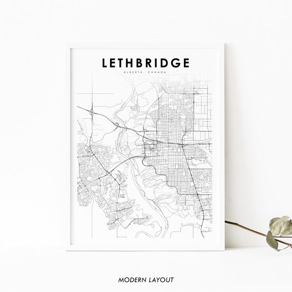 Lethbridge Alberta Map Print, Canada Art Poster