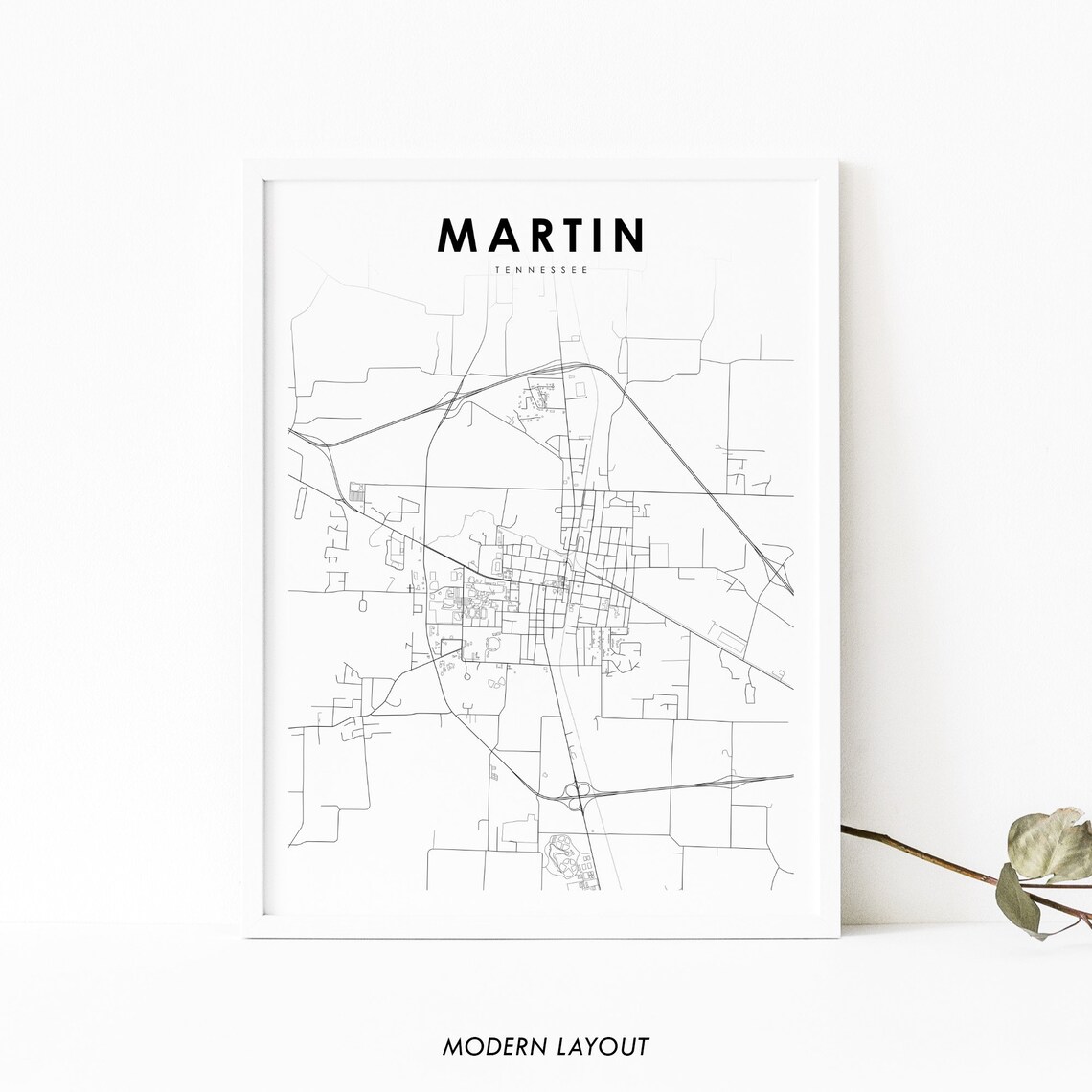 Martin TN Map Print Tennessee USA Travel Poster