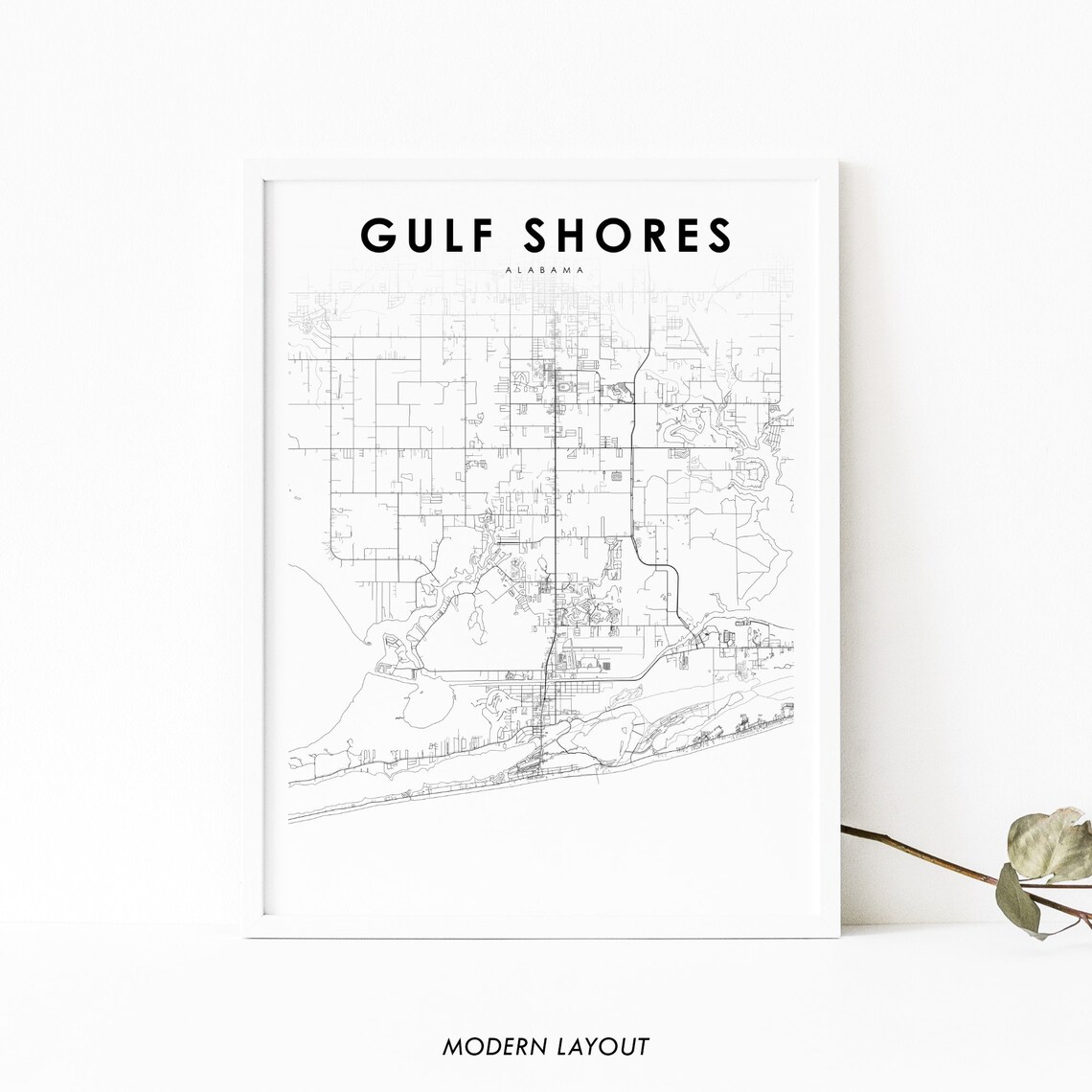 Gulf Shores AL Map Print, Alabama Street Map Poster