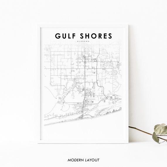 Gulf Shores AL Map Print, Alabama Street Map Poster
