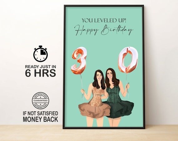 Personalized 30th Birthday Present 30th Birthday Gift For Her Best Friend Print Custom Minimalist Faceless Portrait Portrait Art