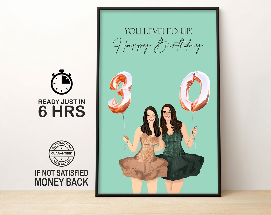 You Leveled Up Happy 30th Birthday Friends With Balloons Poster