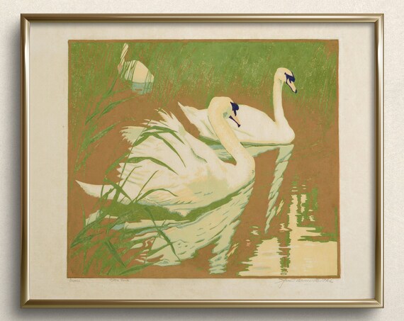 Swan Study Swan Print Moody Wall Art Vintage Kitchen Prints Vintage Kitchen Painting Vintage Swan Painting A90
