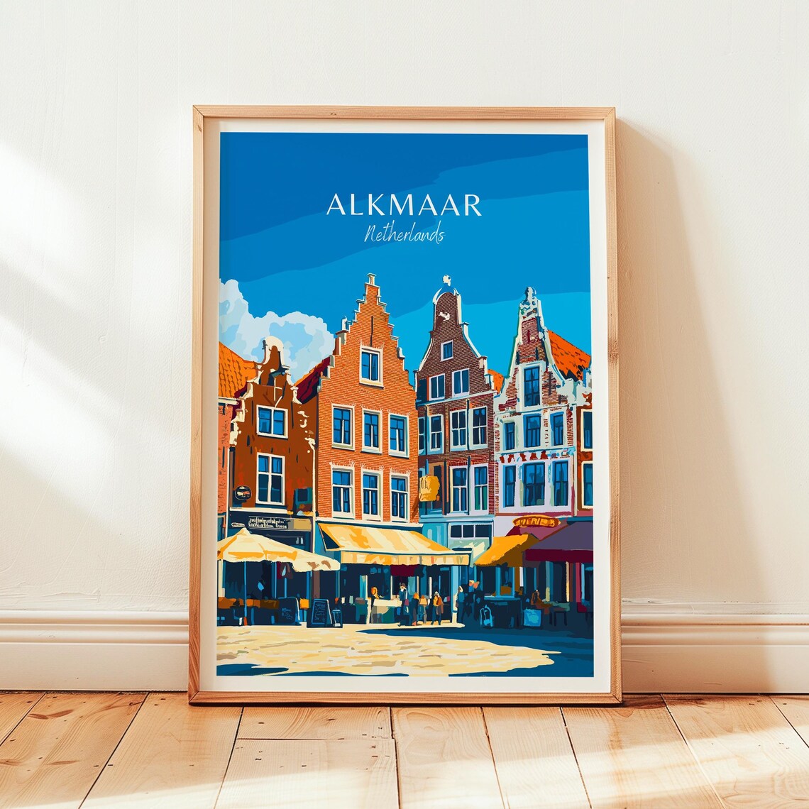Alkmaar Netherlands Gabled Brick Houses Market Square Travel Poster