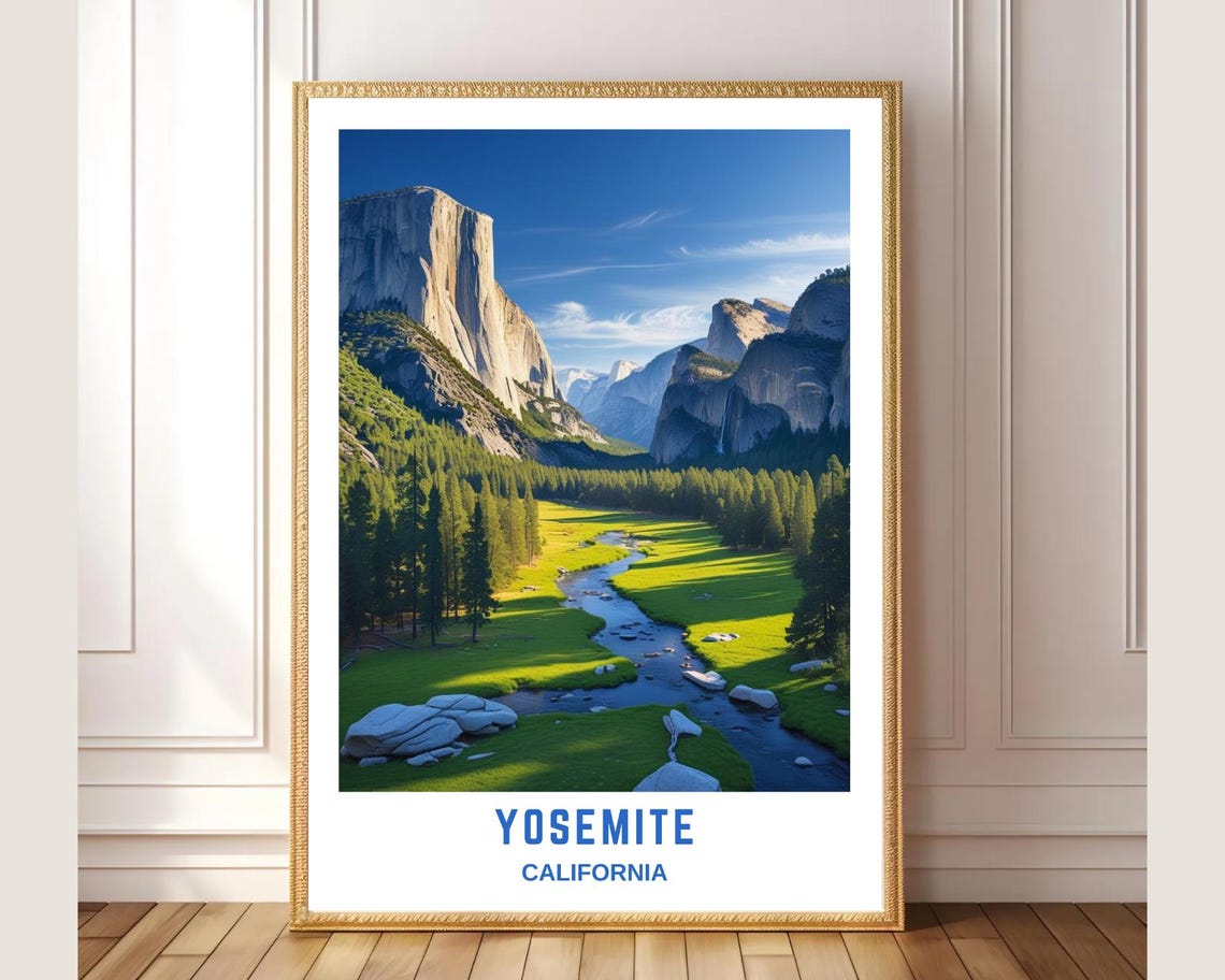 Yosemite California El Capitan Valley Meadow River Granite Poster