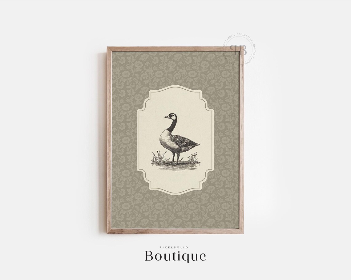 Goose Illustration Wall Art Rustic Vintagestyle Farmhouse Home Dcor No595