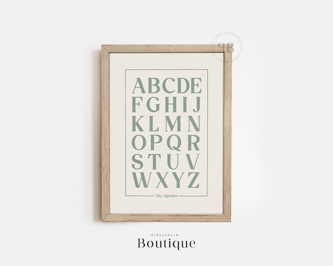 Minimalist Alphabet Wall Art Poster Typography Decor For Nursery Classroom Neutral Letter Print No506