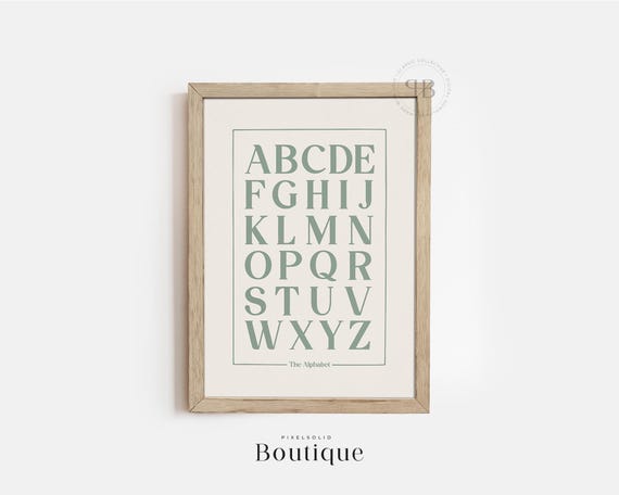Minimalist Alphabet Wall Art Poster Typography Decor For Nursery Classroom Neutral Letter Print No506