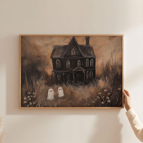 Spooky Ghosts Haunted House Vintage Halloween Poster