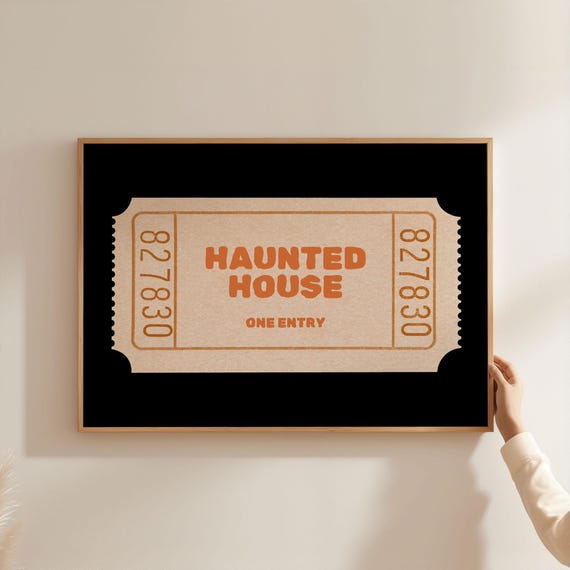 Haunted House One Entry Ticket Stub Spooky Halloween Decor Poster