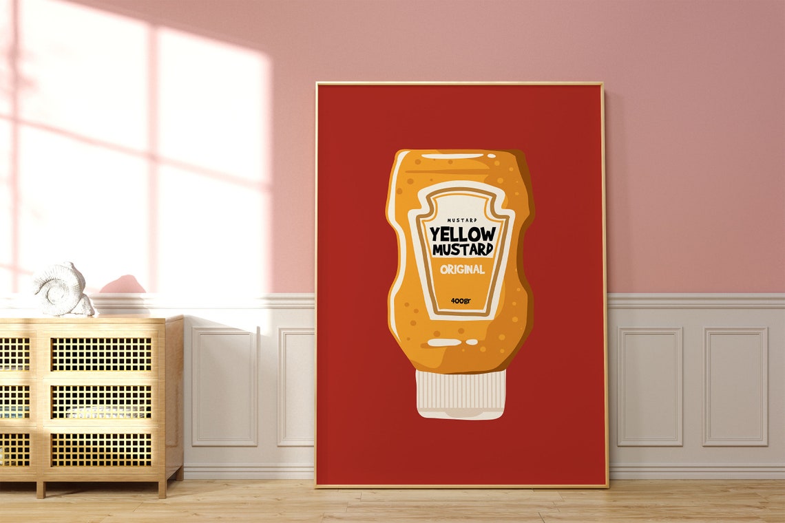 Retro Yellow Mustard Bottle Pop Art Kitchen Decor Gift Poster