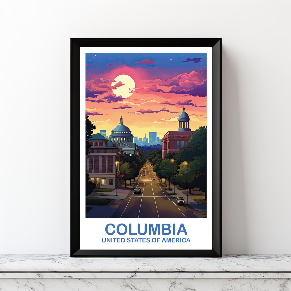 Columbia Travel Art Poster Columbia Wall Art South Carolina Wall Art Columbia Poster Travel Wall Art Dt2nasac01