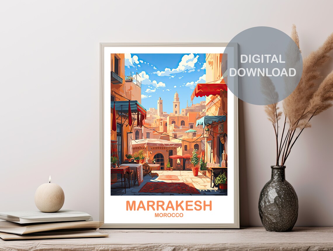 Marrakesh Travel Poster, Morocco Skyline - Image 2