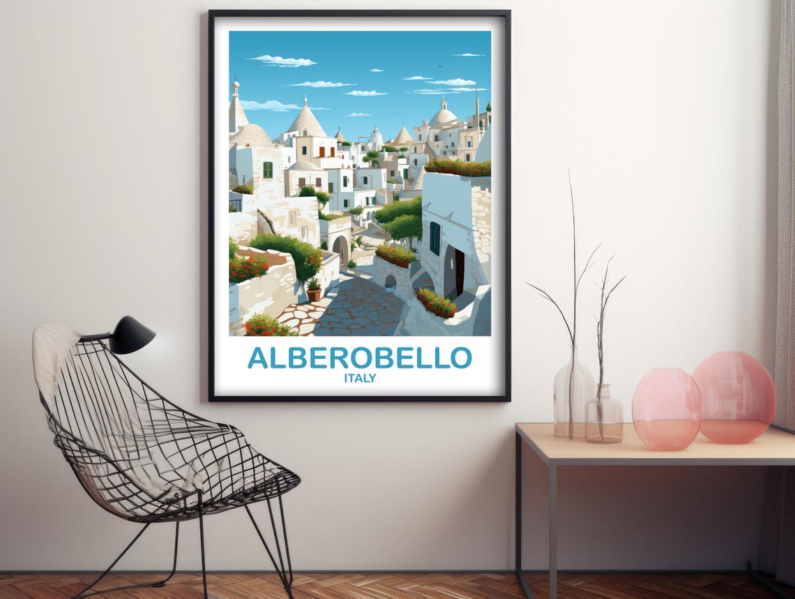 Alberobello Italy Whitewashed Trulli Stone Town Travel Art Poster - Image 2
