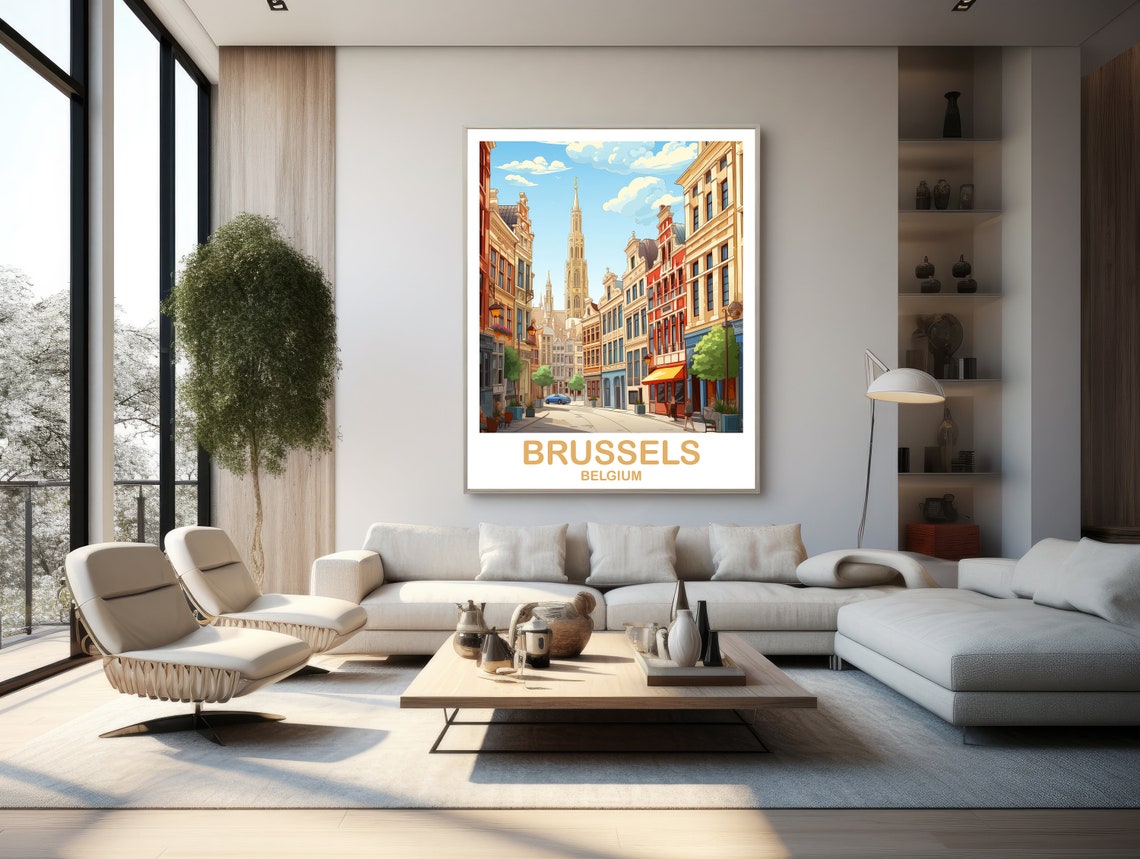 Brussels Travel Art Poster Belgium Travel Art Brussels Wall Art Poster Belgium Travel Art Poster Europe Travel Art Poster T2eubebr1 - Image 3