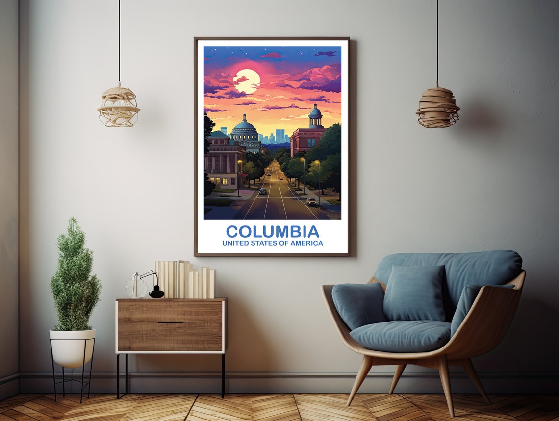 Columbia Travel Art Poster Columbia Wall Art South Carolina Wall Art Columbia Poster Travel Wall Art Dt2nasac01 - Image 2