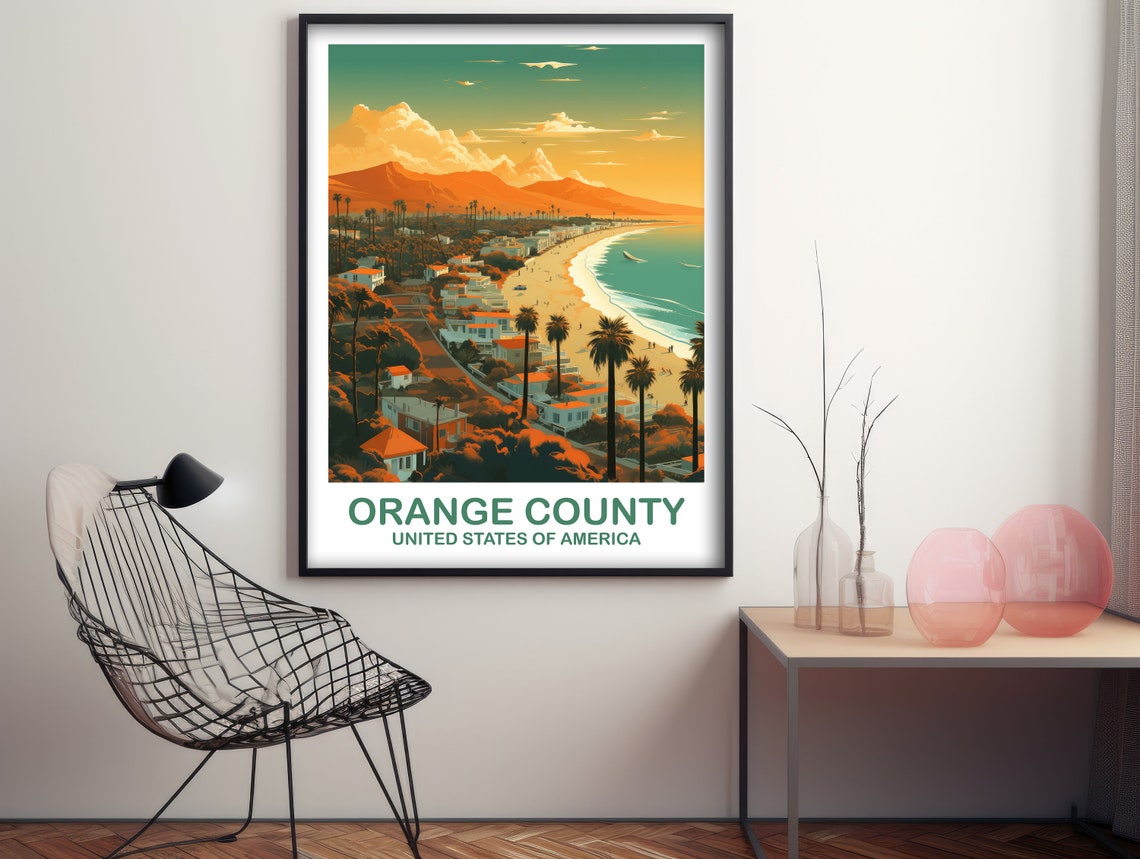 Orange County Travel Print California Travel Wall Art Los Angeles Wall Art Poster City Skyline Wall Art California Wall Art T2nacaoc1 - Image 2