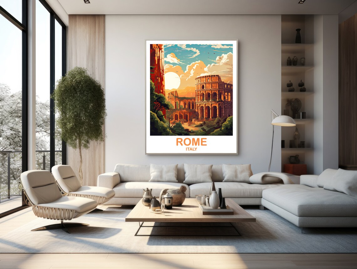 Rome Italy Colosseum Roman Forum Ruins Golden Sunset Travel Poster - Image 3