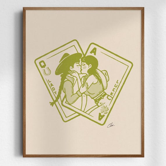 Lady Luck Cowgirl Gicle Fine Art Print Retro Vintage Wall Western Decor Unframed
