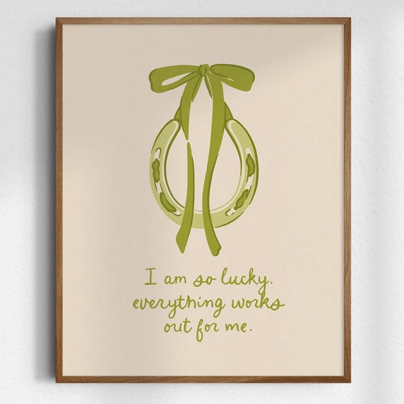 Affirmations Poster Im So Lucky Everything Works Out For Me Gicle Fine Art Print Cowgirl Wall Western Decor Unframed