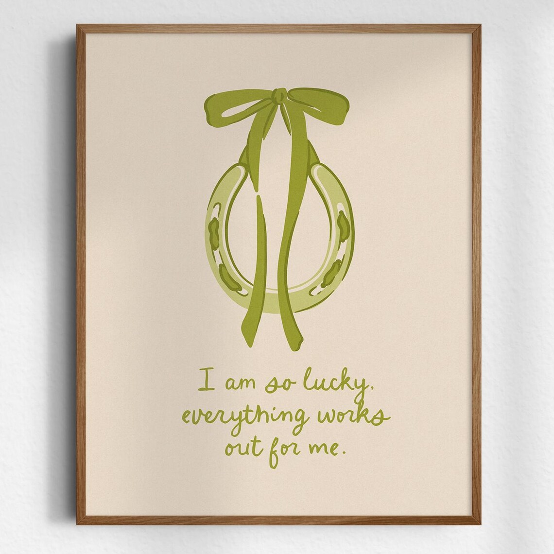 I Am So Lucky Horseshoe Daily Affirmation Hand Drawn Quote Poster