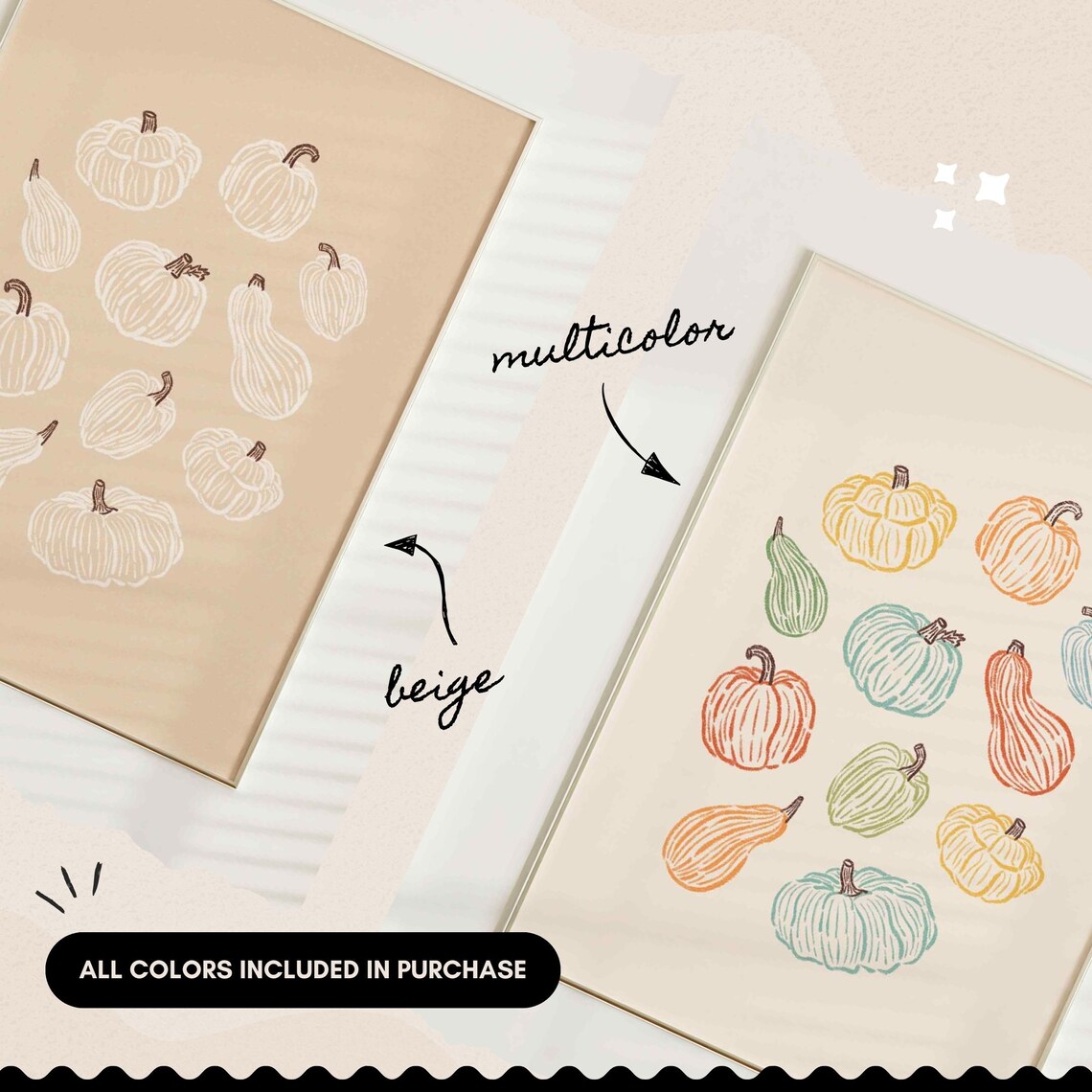 Pumpkin Fall Print Neutral Beige Fall Wall Art Abstract Autumn Poster Cute Halloween Decor - Image 2