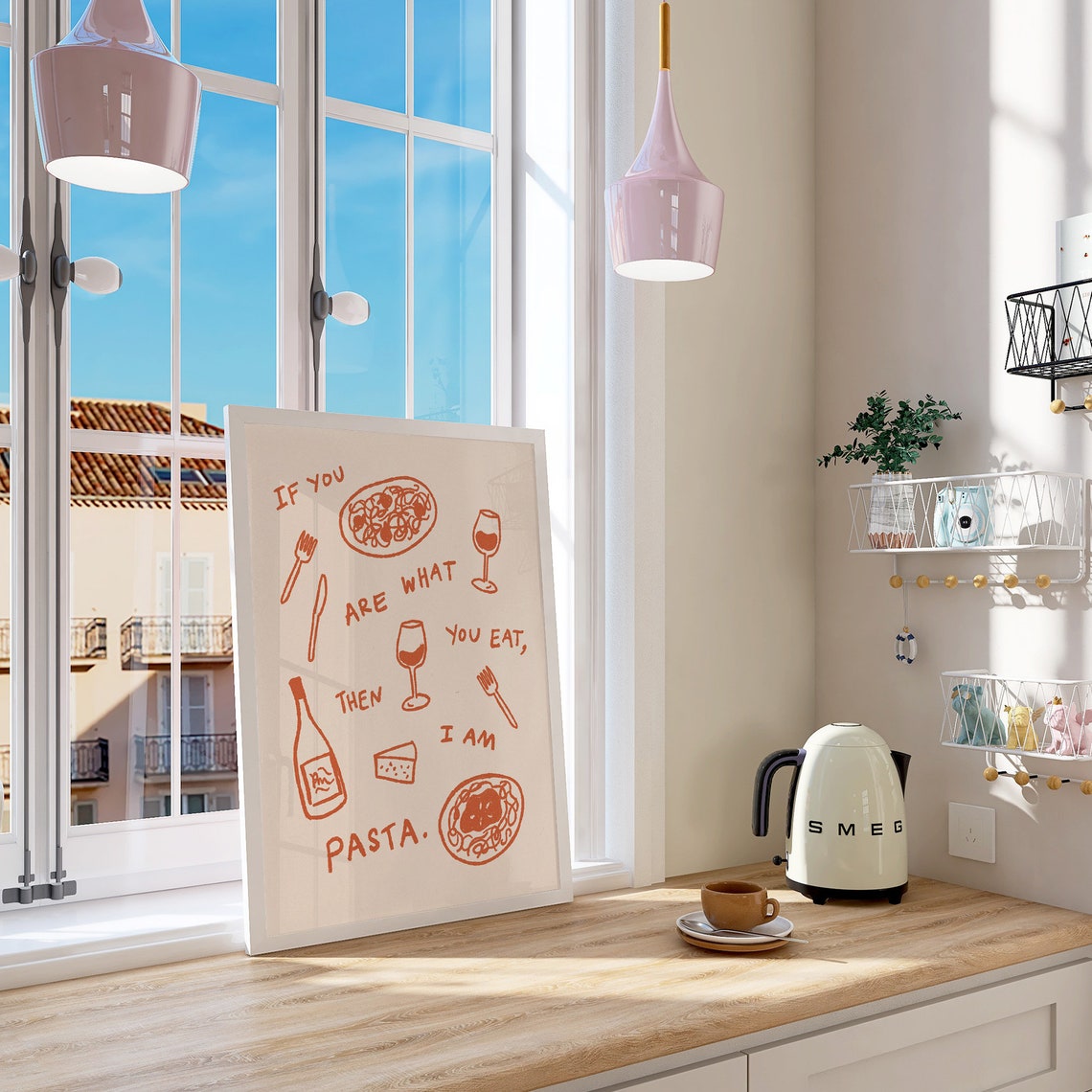 I Am Pasta Orange Hand Drawn Italian Food Sketch Kitchen Wall Poster - Image 4