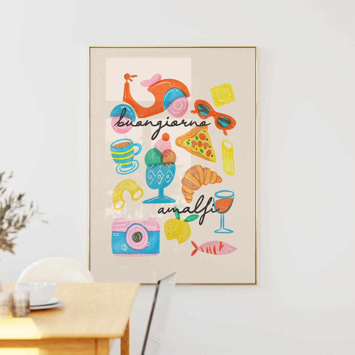 Amalfi Retro Italy Coast Travel Poster, Positano Decor - Image 5