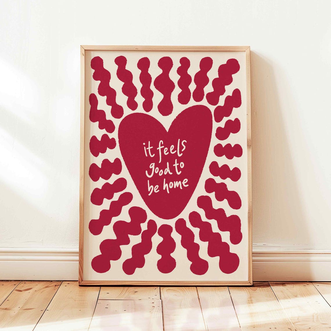 It Feels Good to Be Home Red Heart Retro Affirmation Wall Poster