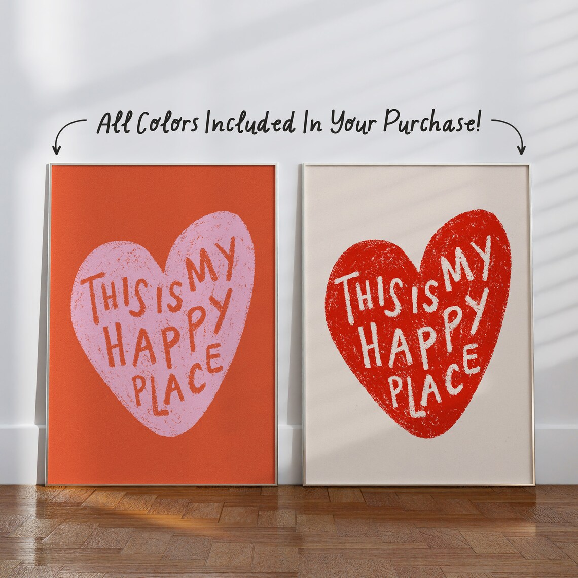 This Is My Happy Place Handdrawn Heart Art Print - Image 2