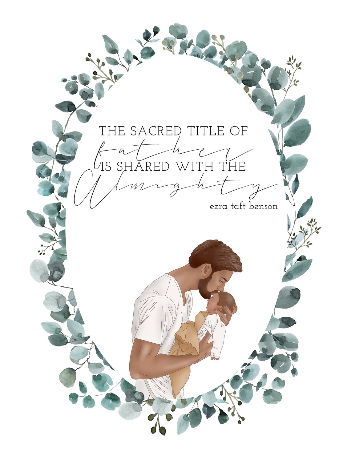 Sacred Title of Father Eucalyptus Wreath Faith Quote Wall Poster - Image 2