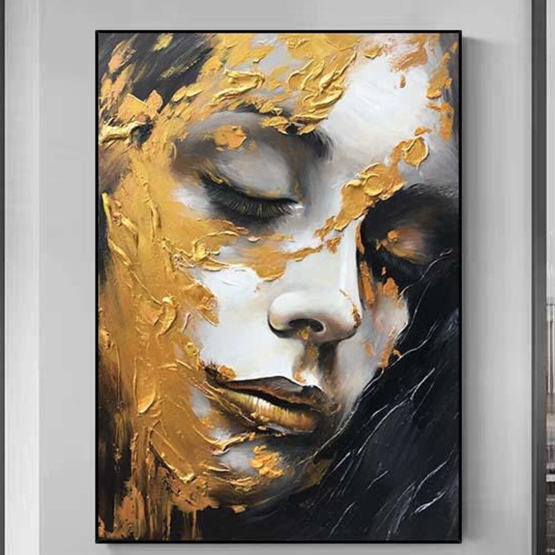 Abstract Gold Textured Portrait Gold And Black Color Oil Painting Textured Painting Acrylic Oil Painting 100 Handmade Abstract Oil Painting