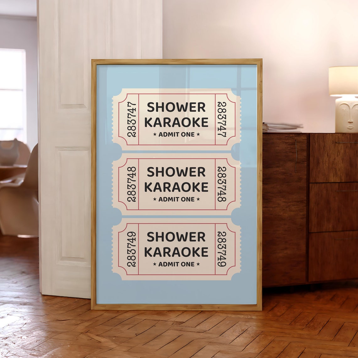 Shower Karaoke Admit One Ticket Funny Bathroom Wall Decor Poster