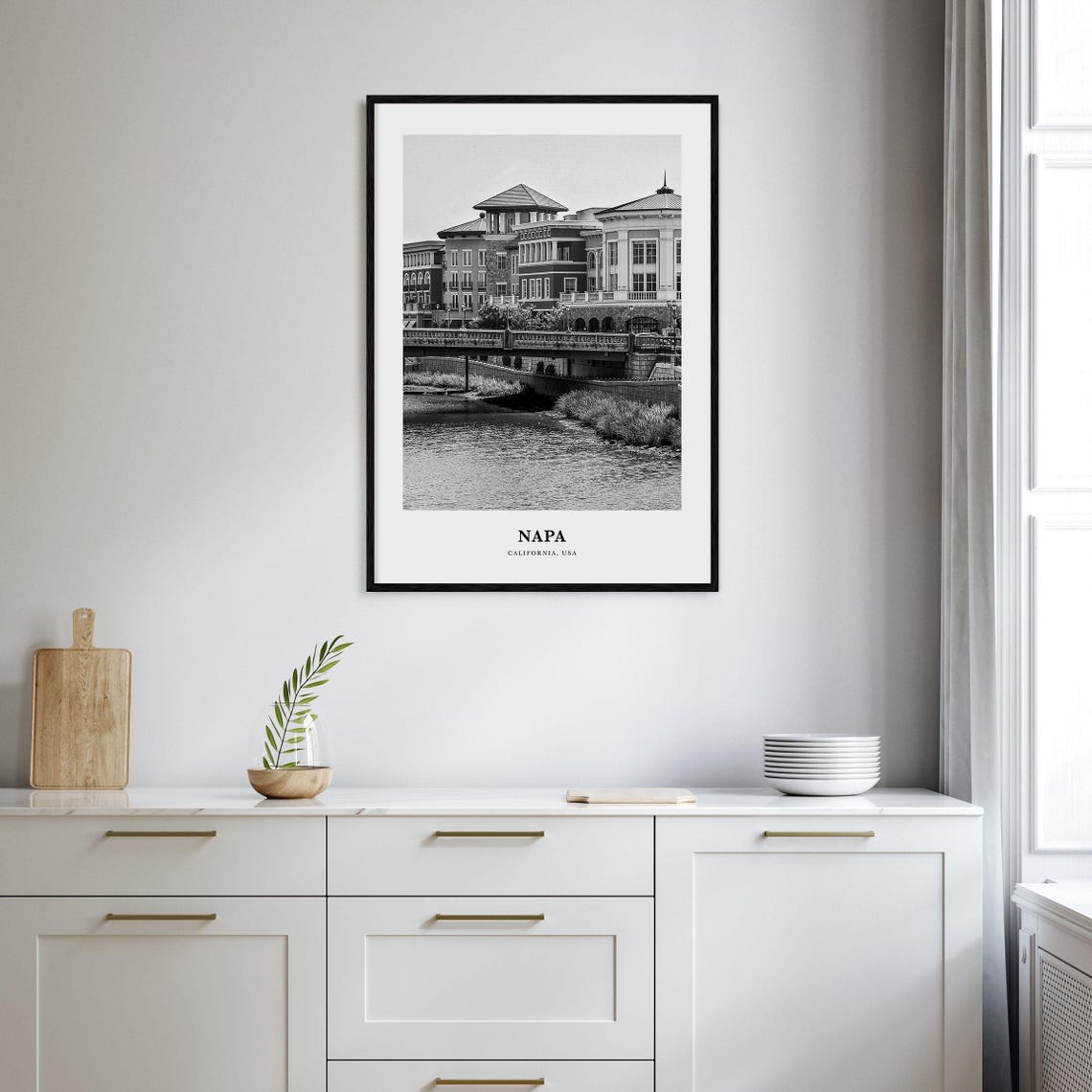 Napa California Riverfront Historic Buildings Black White Print - Image 2