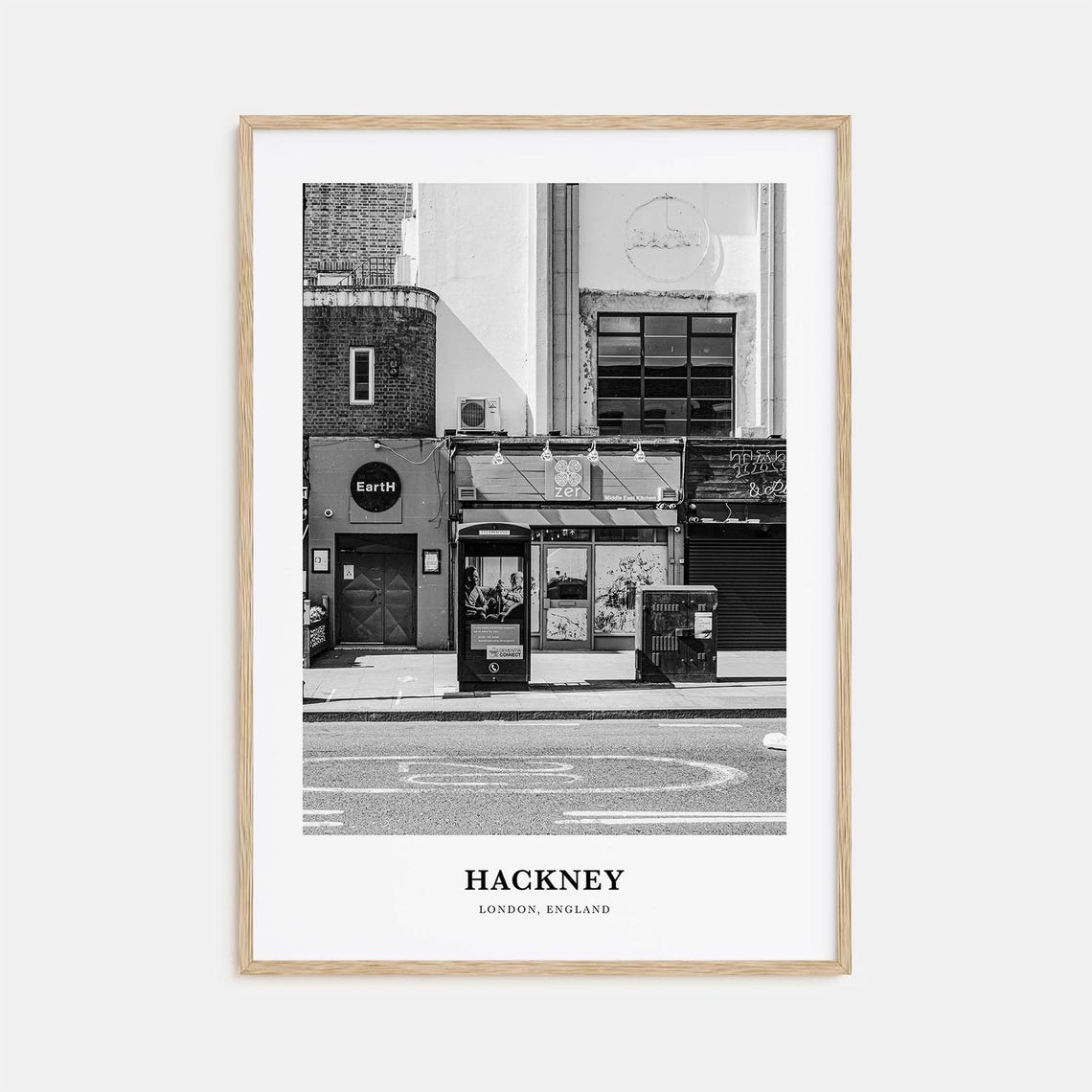 Hackney London England Street Shopfront Scene Black White Poster