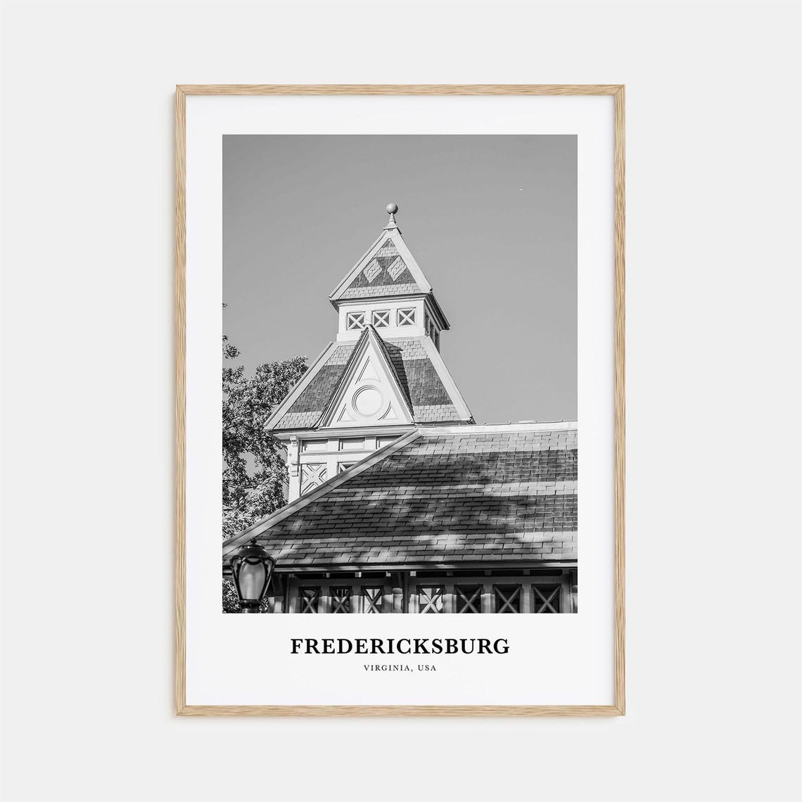 Fredericksburg Virginia Historic Building Black White Poster