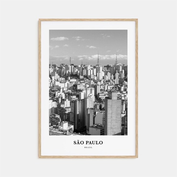 Sao Paulo Brazil Cityscape Panorama Skyline Black White Photo Poster