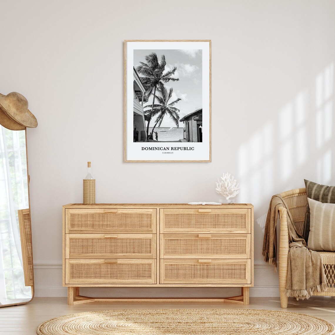 Dominican Republic Caribbean Minimalist Black and White Fishing Village Poster - Image 3