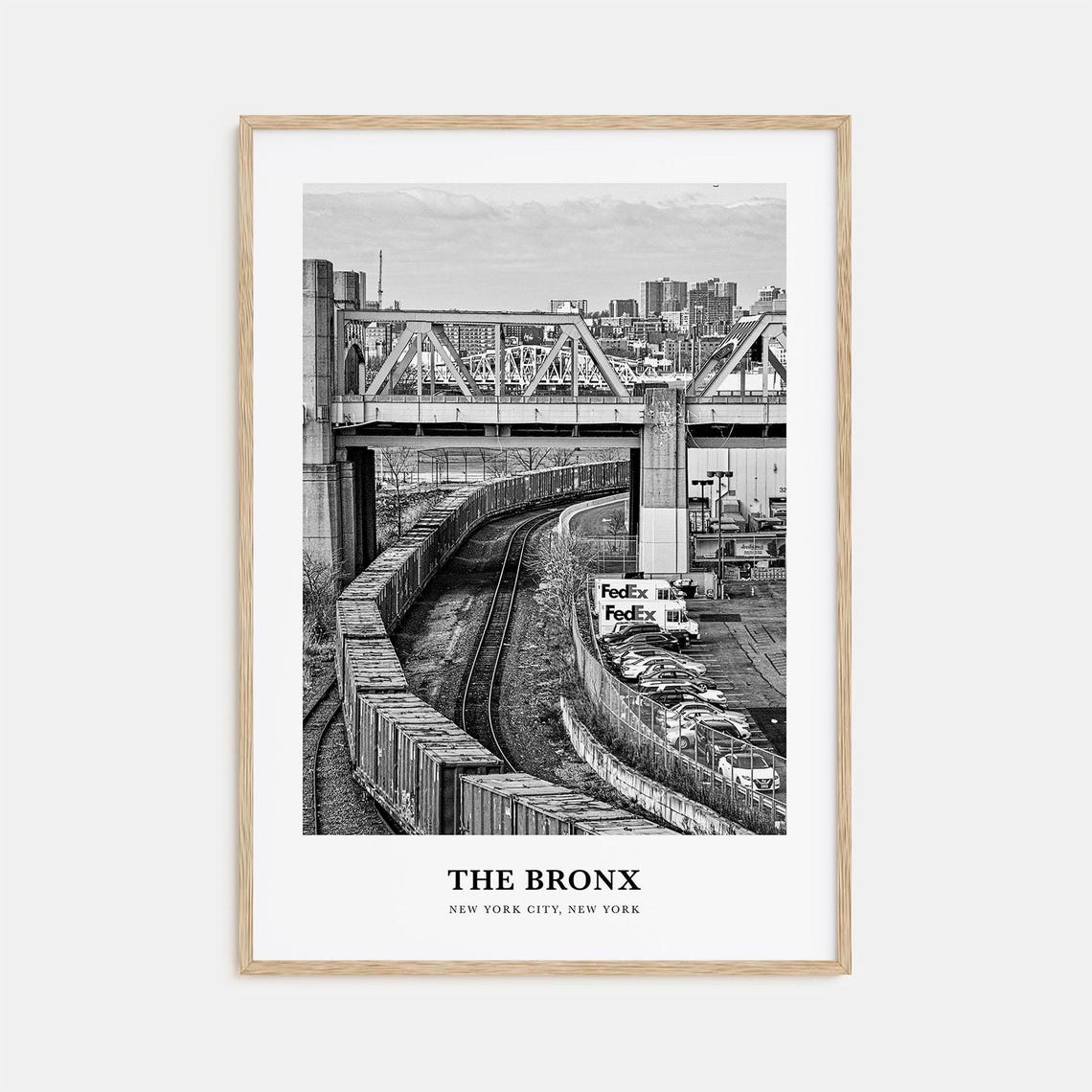 The Bronx Rail Yard Freight Train Black and White Photography Poster