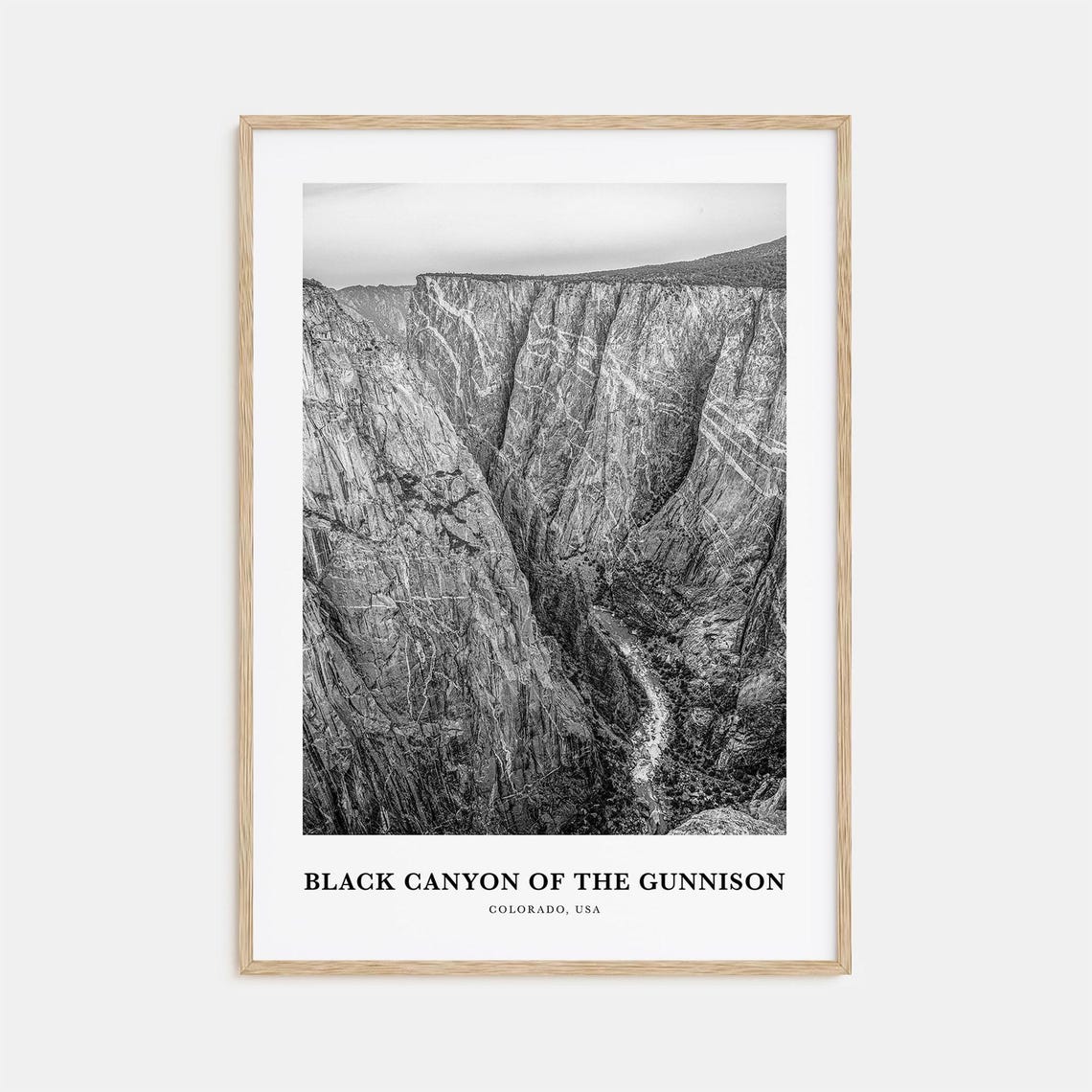 Black Canyon of the Gunnison Colorado Cliffs Black White Print