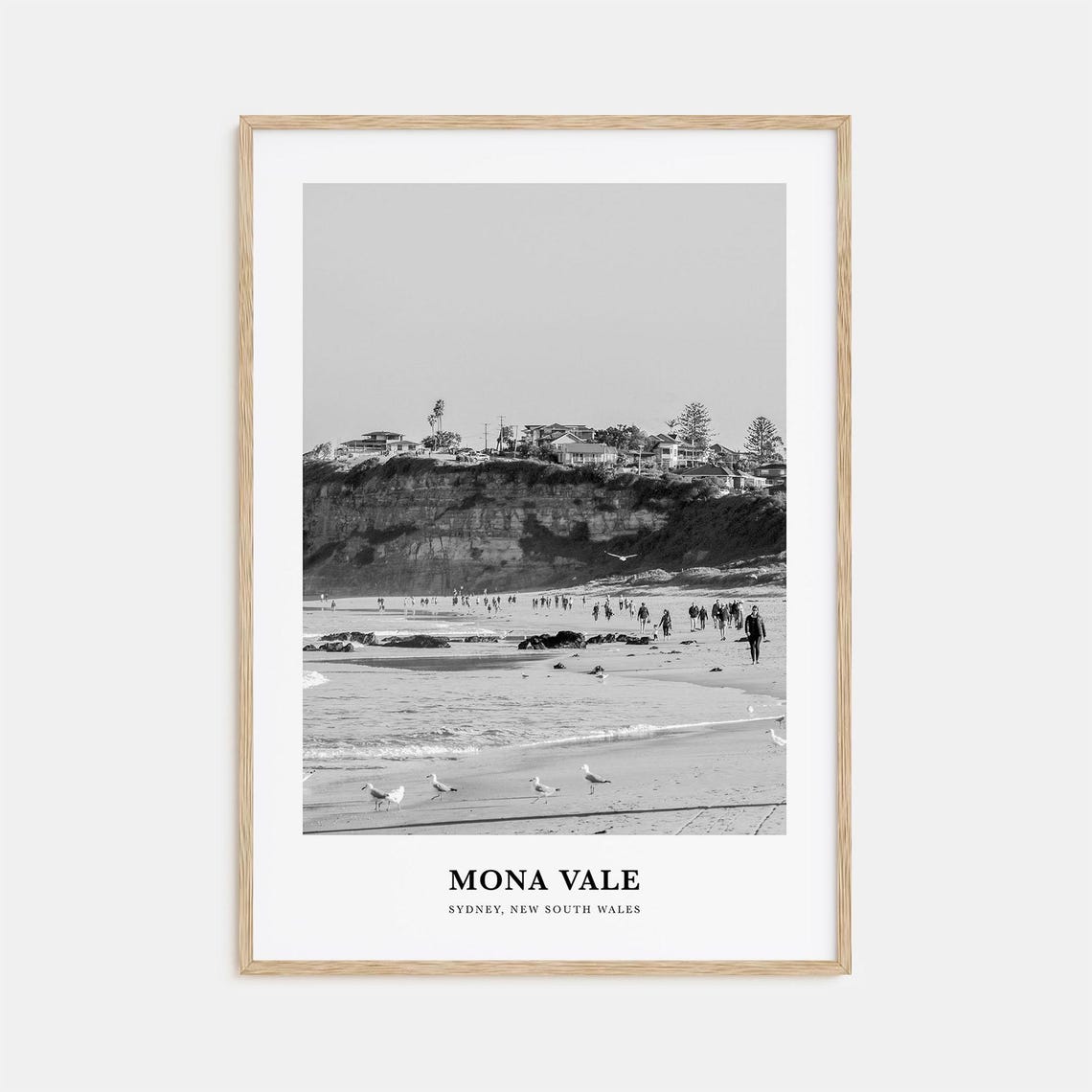Mona Vale Sydney Beach Cliffs Seagulls Shoreline Photo Poster