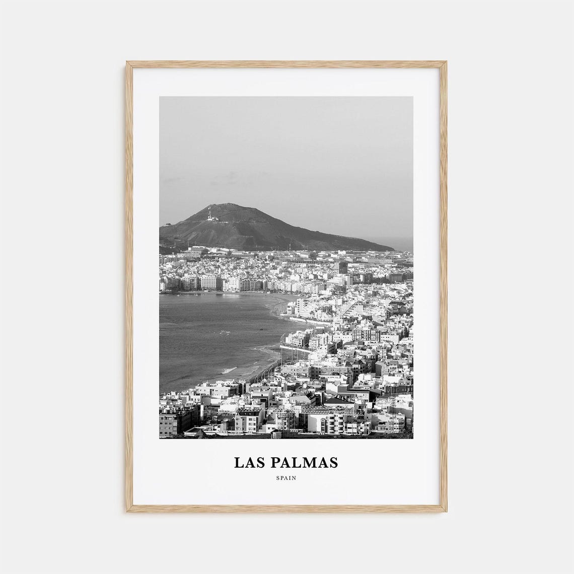Las Palmas Gran Canaria Bay Cityscape Black and White Poster