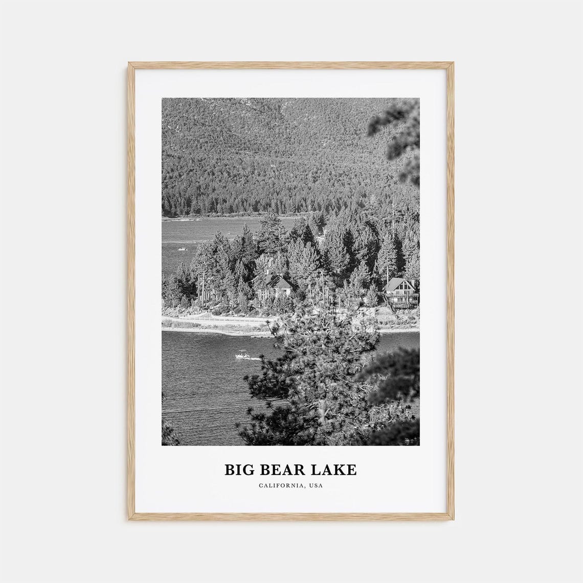 Big Bear Lake California Pine Forest Lake View Cabins Art Poster