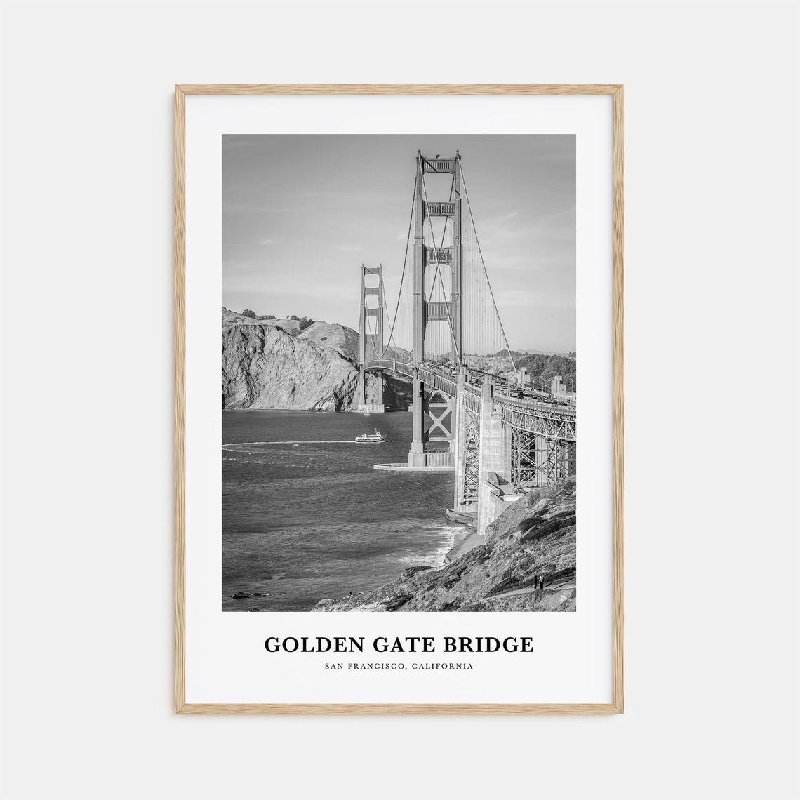 Golden Gate Bridge San Francisco Bay Black and White Photo Poster