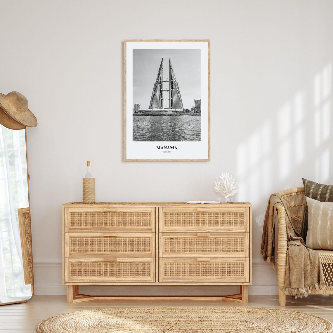 Manama Bahrain World Trade Center Twin Towers Harbor View Art Poster - Image 3