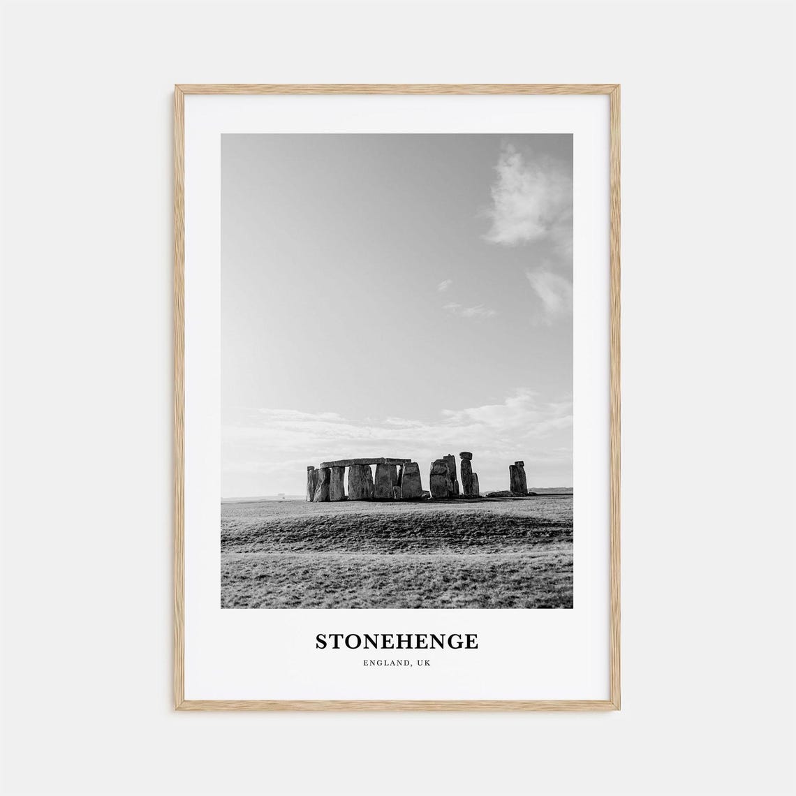 Stonehenge England Ancient Stones Black White Landscape Photo Poster