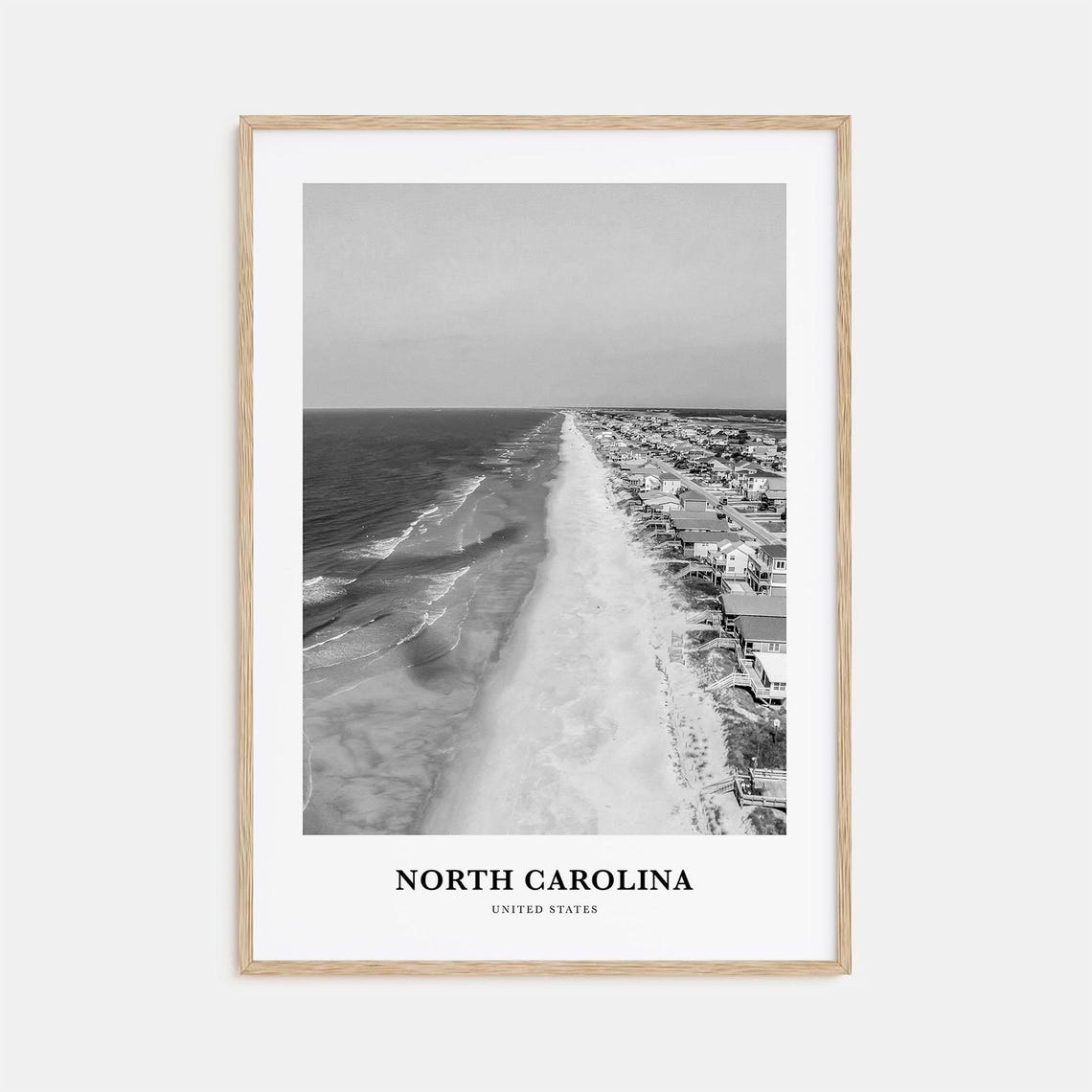 North Carolina Aerial Beach Coastline with Shoreline Houses Poster