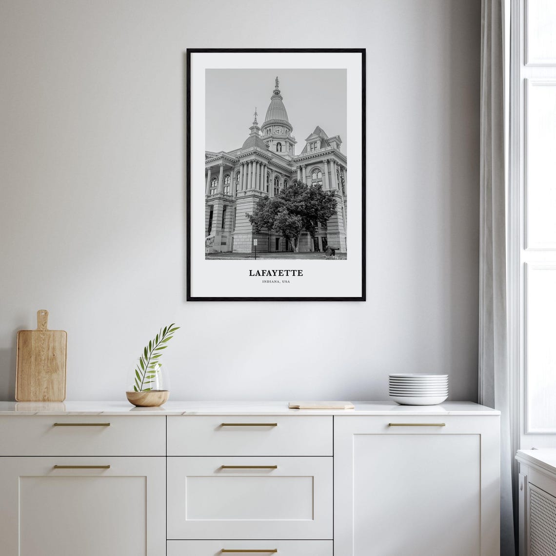 Lafayette Courthouse Dome Black And White Indiana Heritage Poster - Image 2