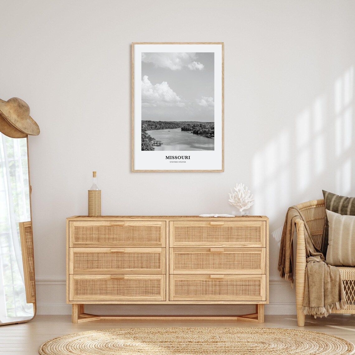 Missouri Calm Lake Tree Lined Shores Wooden Boat Dock Photo Poster - Image 3